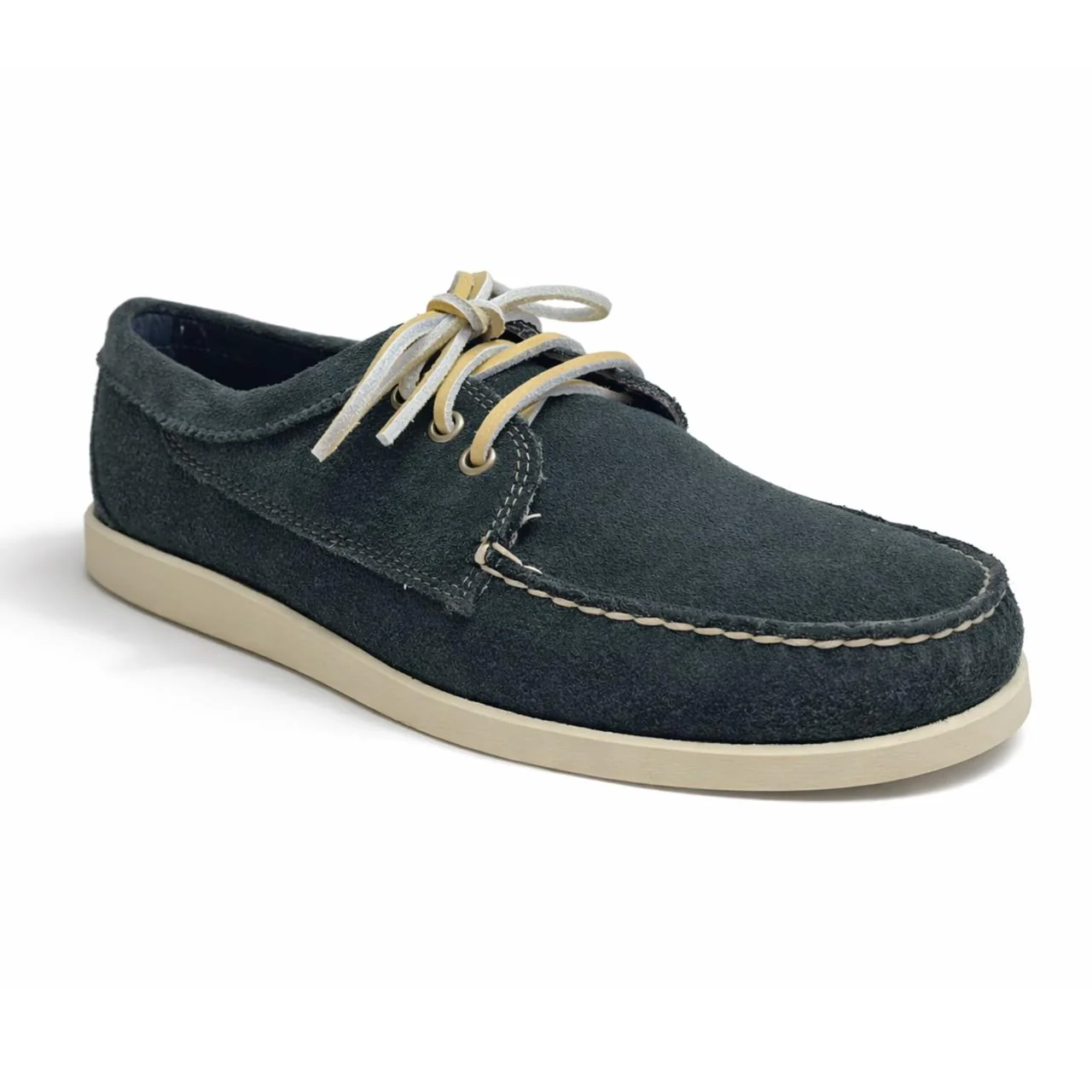 Men’s Blucher Shoe: Navy/White Suede - Image 3