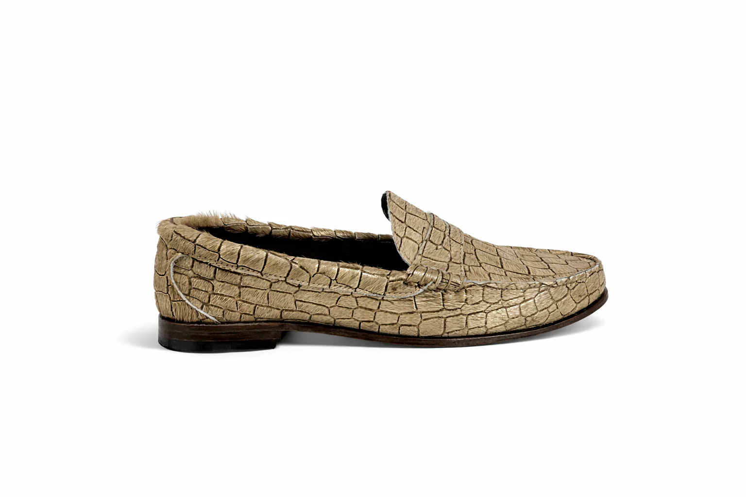 KKB Penny Loafer: Gold Hair-On Leather