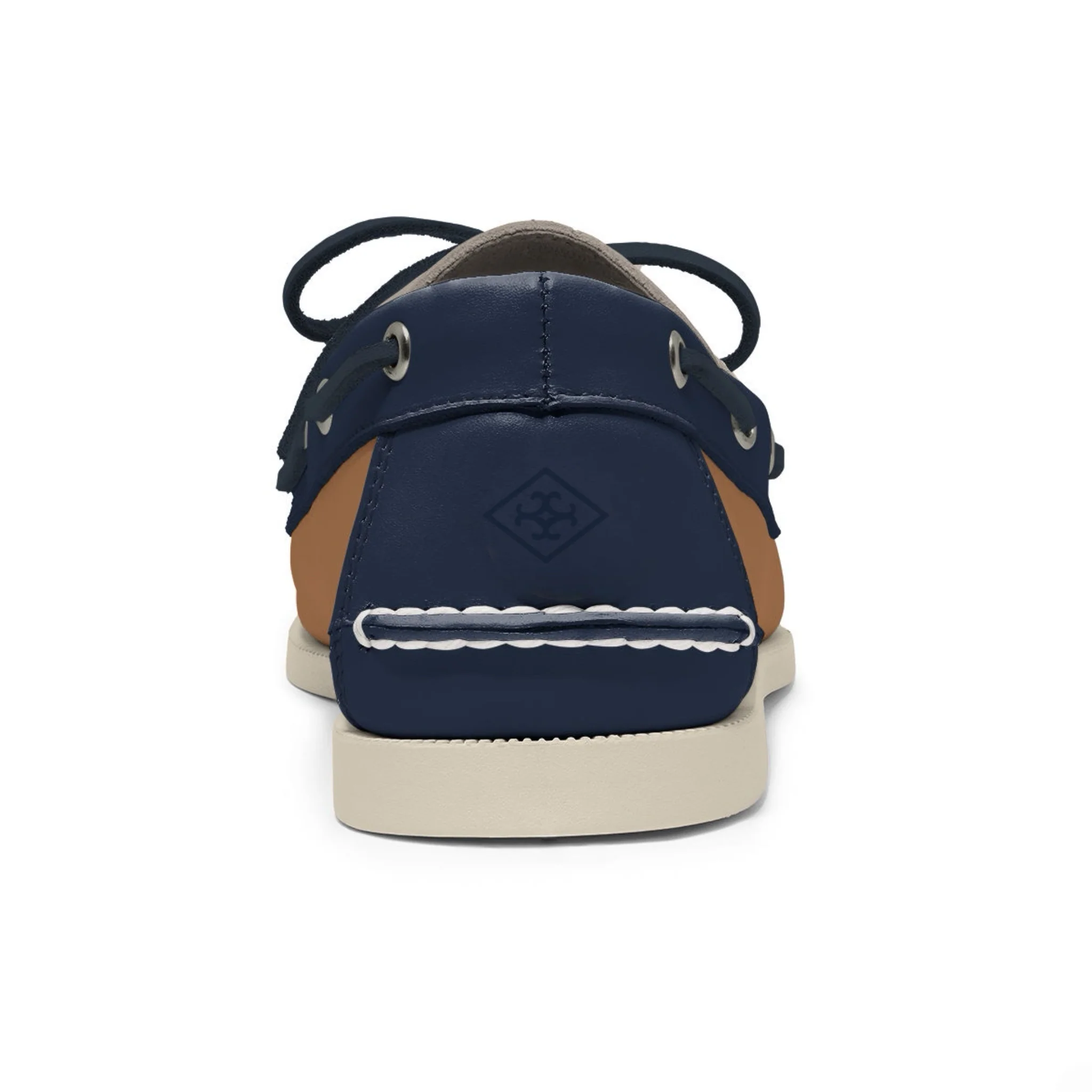 Men’s 2 Eyelet LE Boat Shoe: Tan/Ivory/Navy - Image 3
