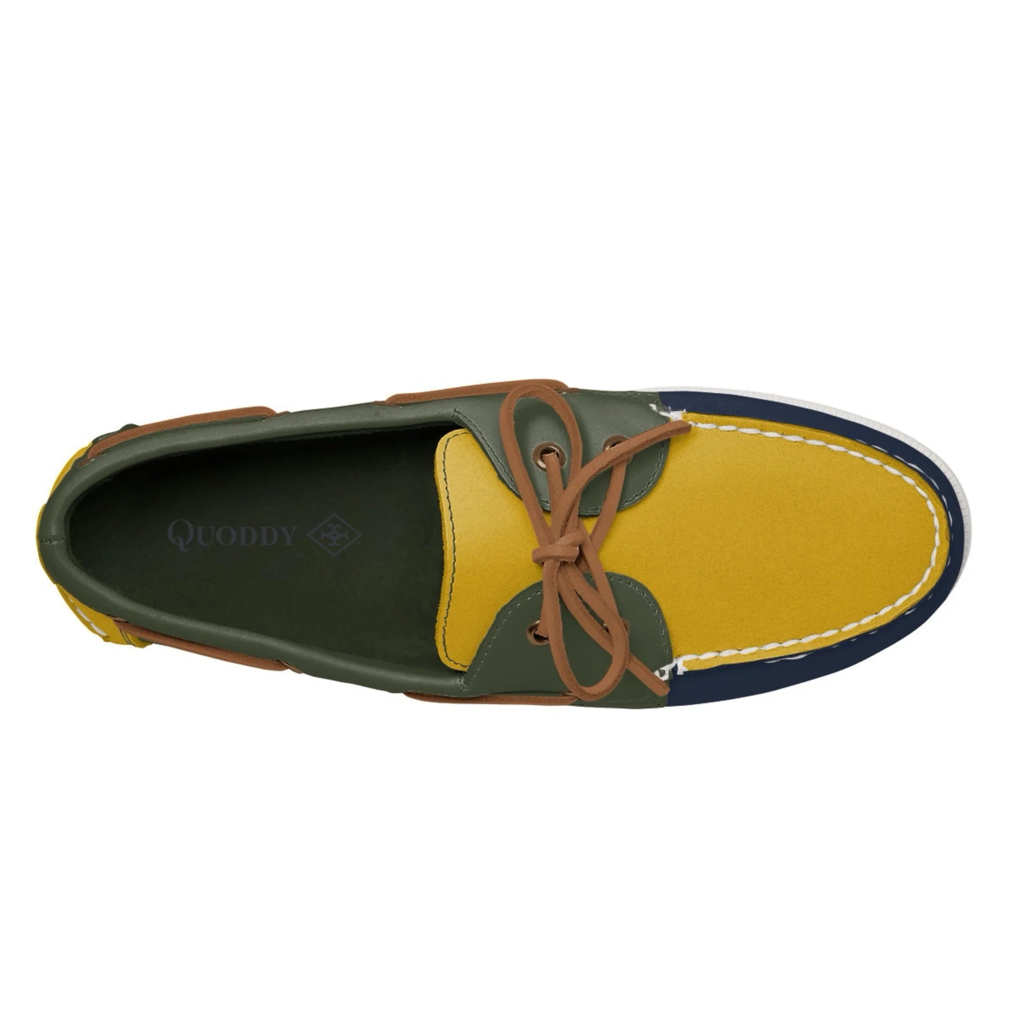 Men’s 2 Eyelet LE Boat Shoe: Navy/Gold/Green - Image 2