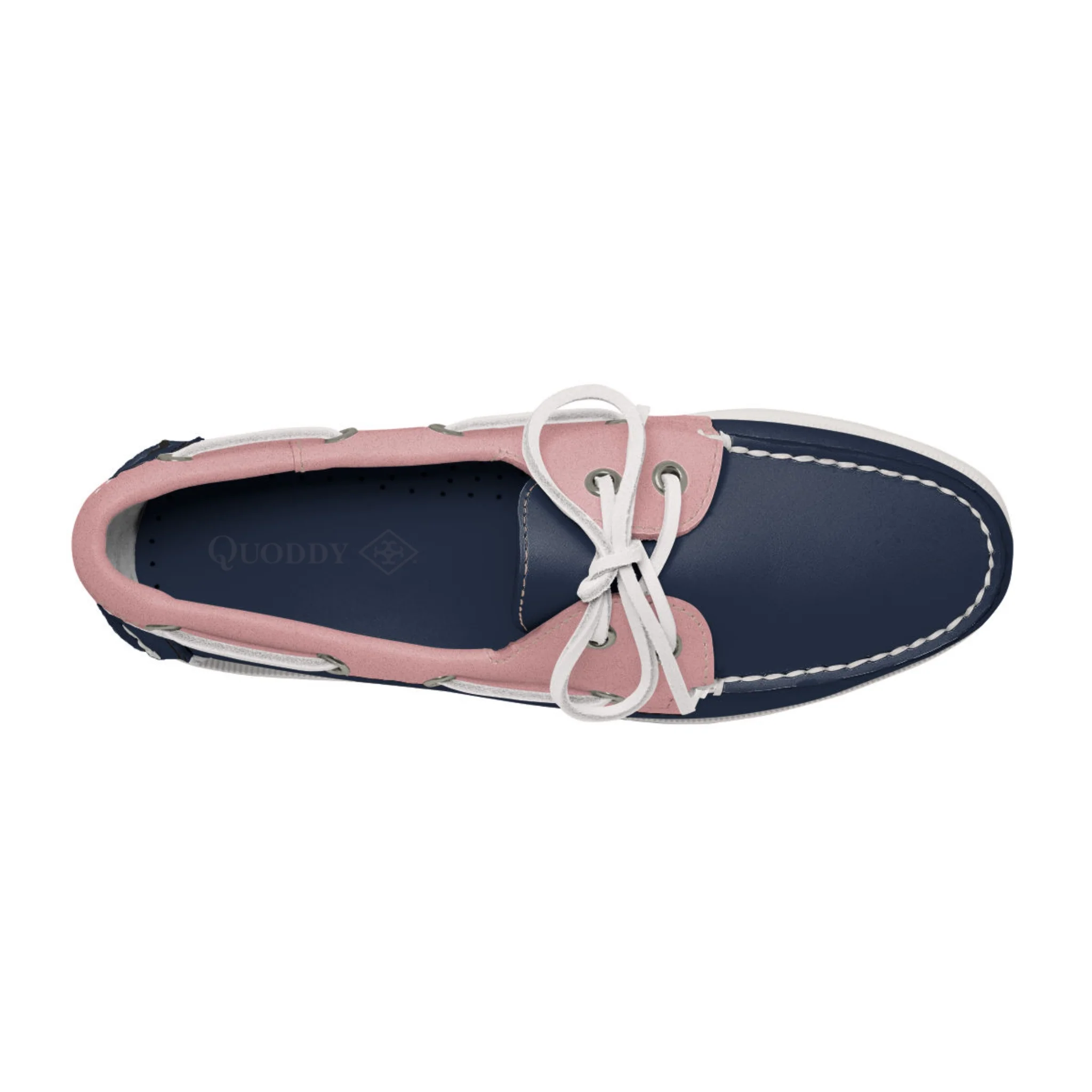 Women's 2 Eyelet LE Boat Shoe: Navy/Pink - Image 2