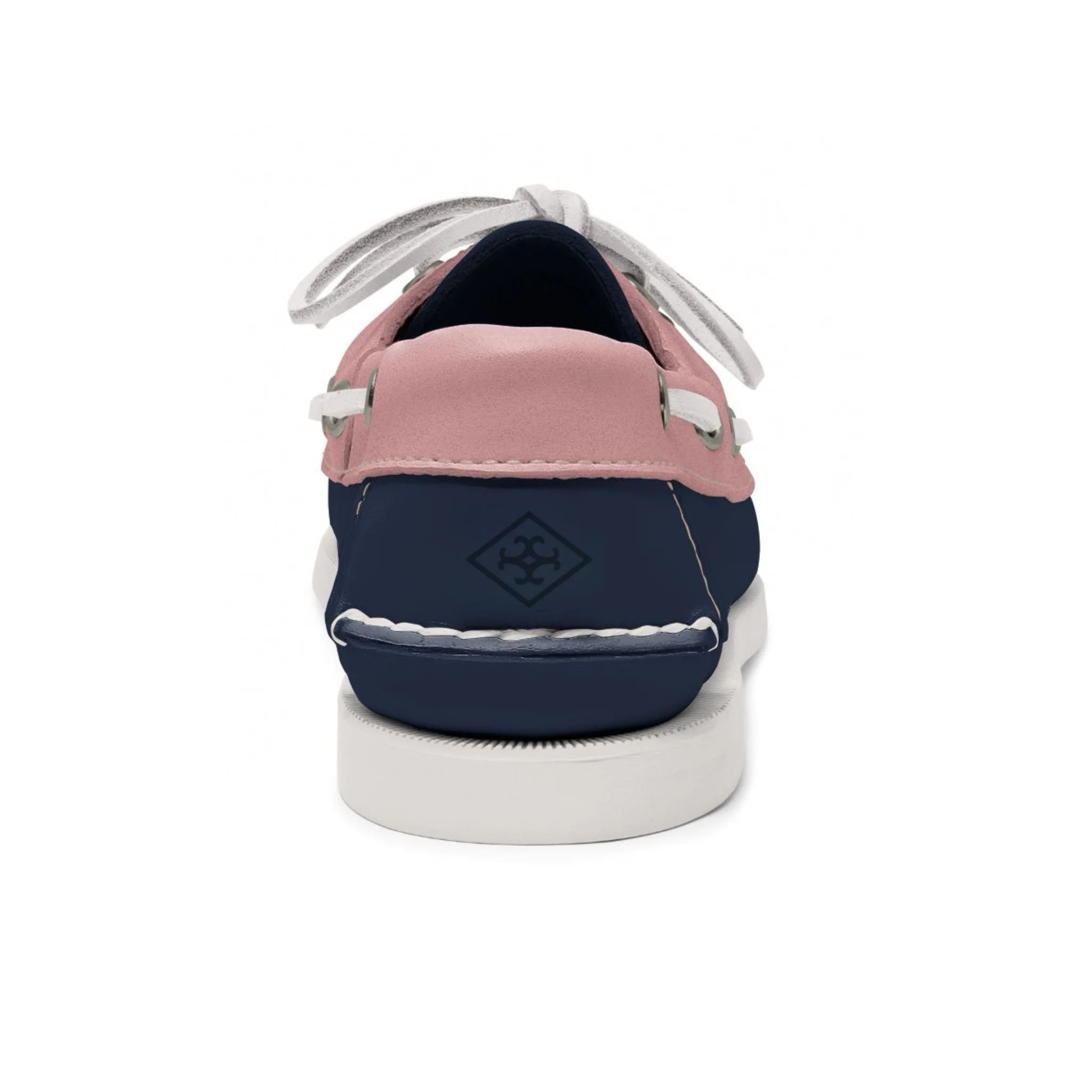 Women's 2 Eyelet LE Boat Shoe: Navy/Pink - Image 3