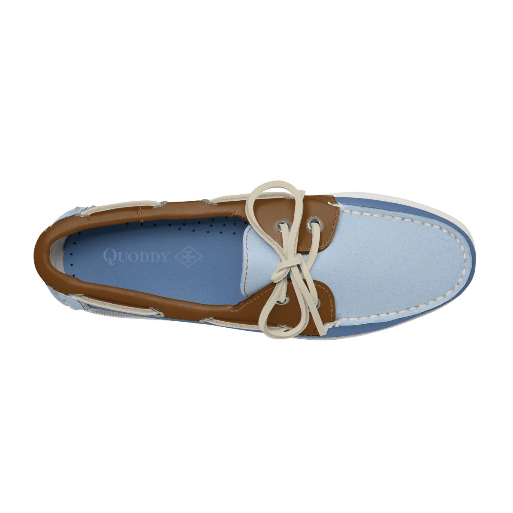 Women's 2 Eyelet LE Boat Shoe: Blue/Light Blue/Brown - Image 2