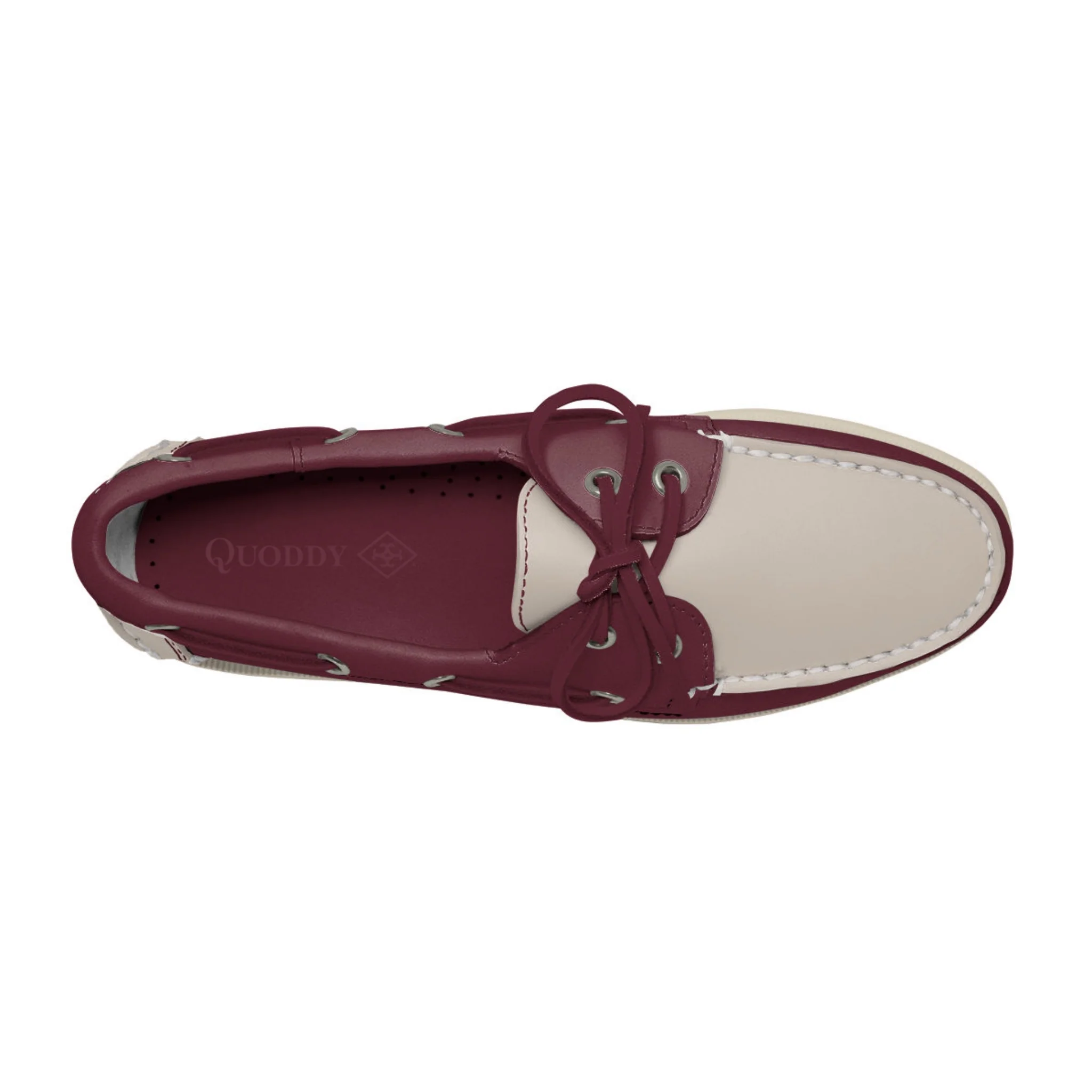 Women's 2 Eyelet LE Boat Shoe: Burgundy/Ivory - Image 2