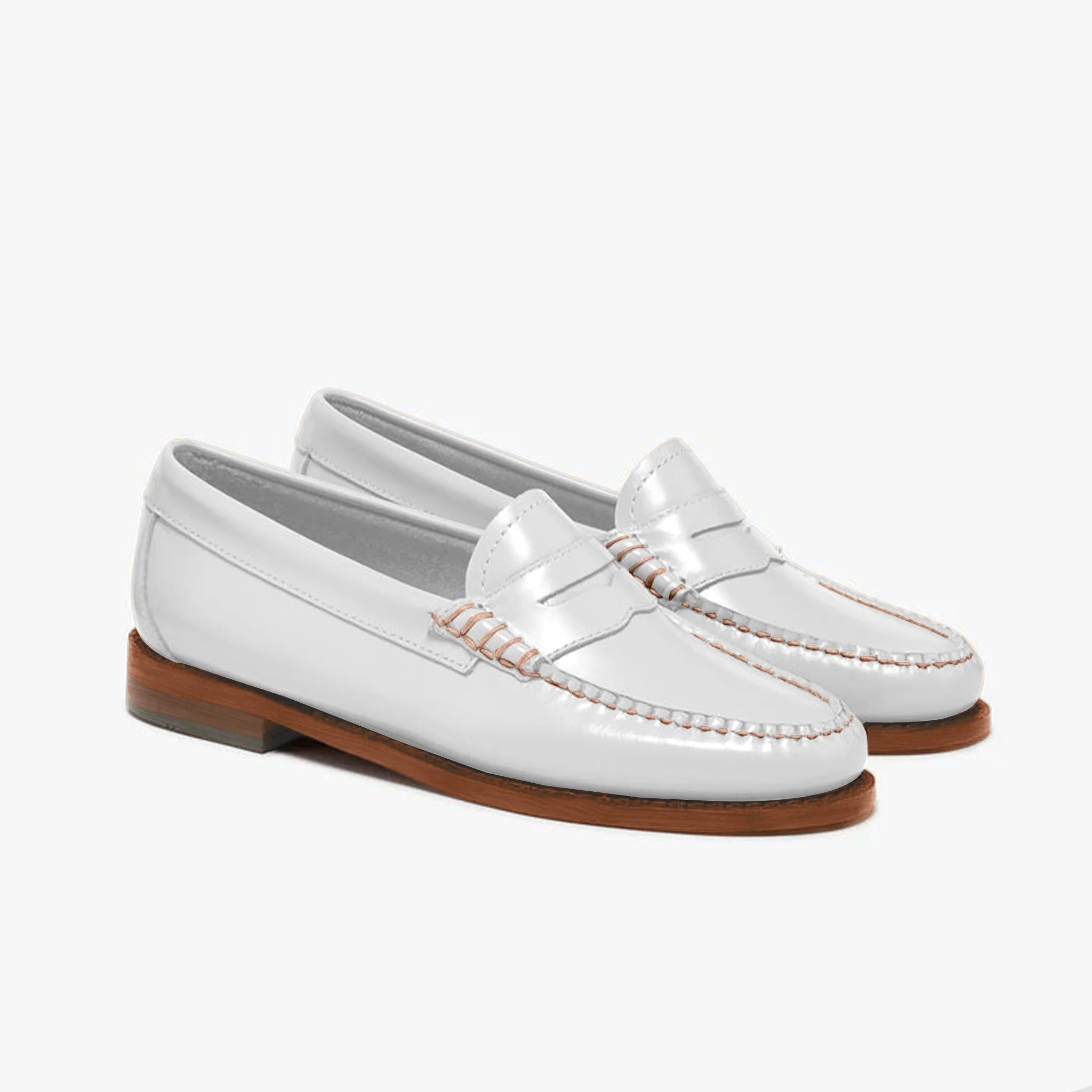 Women's Penny Polished Leather LE: White - Image 3